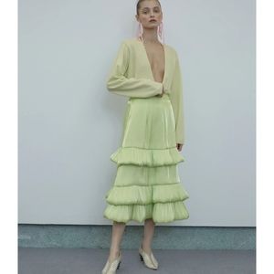Green Tiered Flounce Skirt